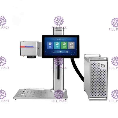 Mesin Pencetakan Laser Desktop 20W untuk Menandai Tanggal dan Kode Batch di Karton dan Botol Anggur pemasok