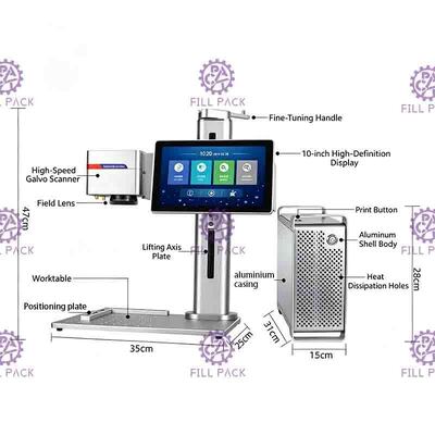 Mesin Pencetakan Laser Desktop 20W untuk Menandai Tanggal dan Kode Batch di Karton dan Botol Anggur pemasok